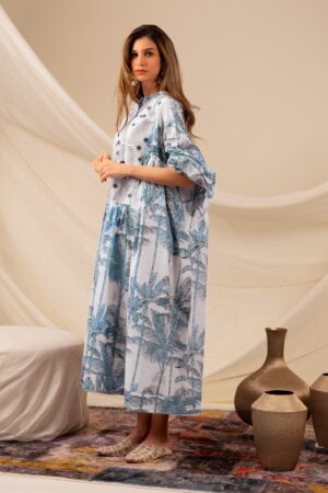 Blue Palm Tree Dress