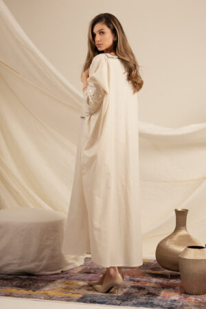 Beige Kaftan with Green Zeej - Image 5