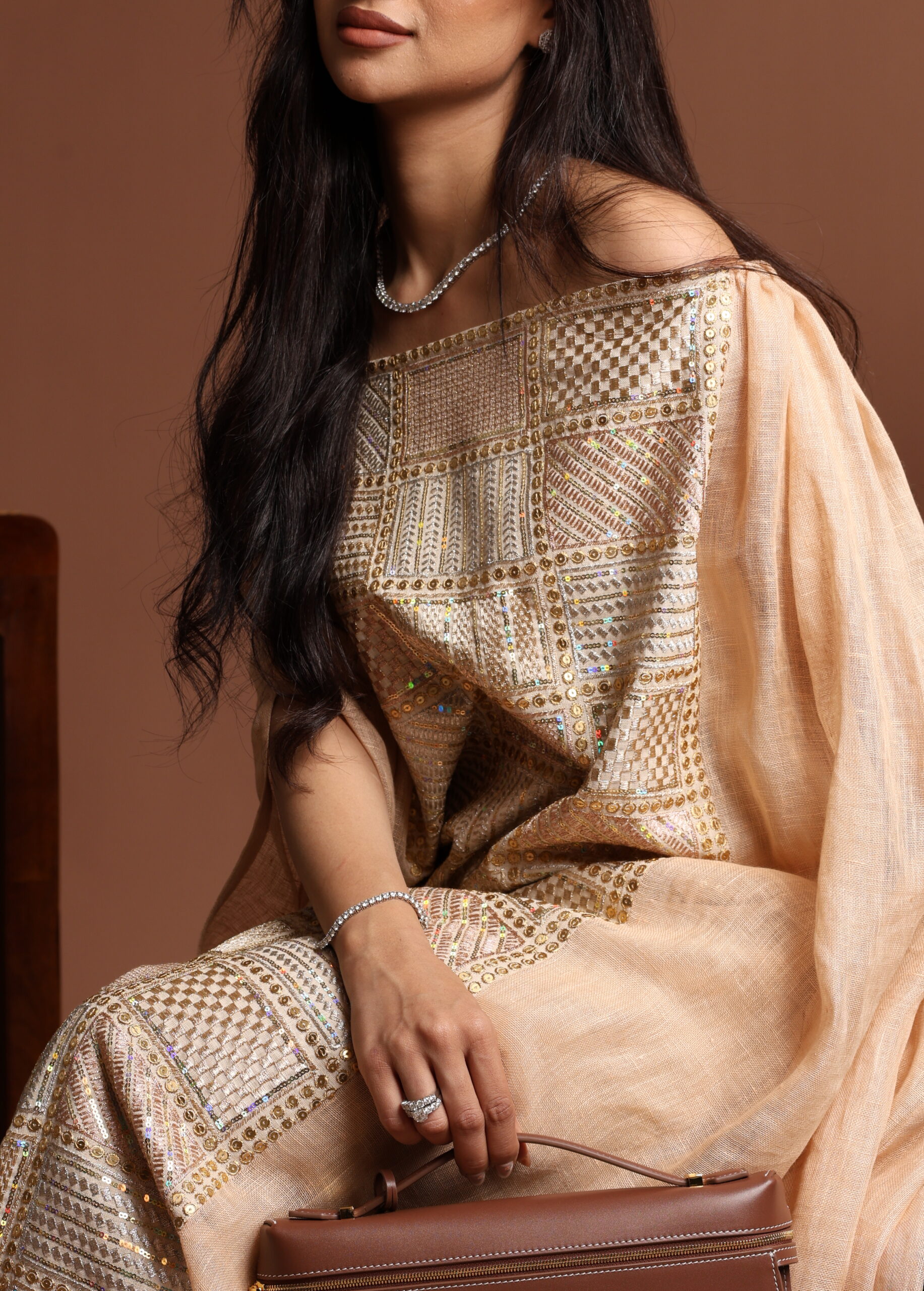 Off The Shoulder Peach Dress - Image 4