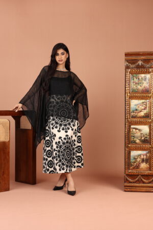 Black And White Linen Skirt Set - Image 3