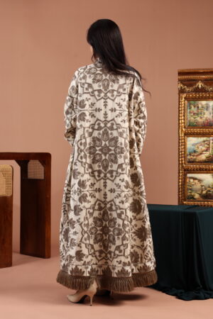Taupe Embroidered Linen Cardigan Dress - Image 2