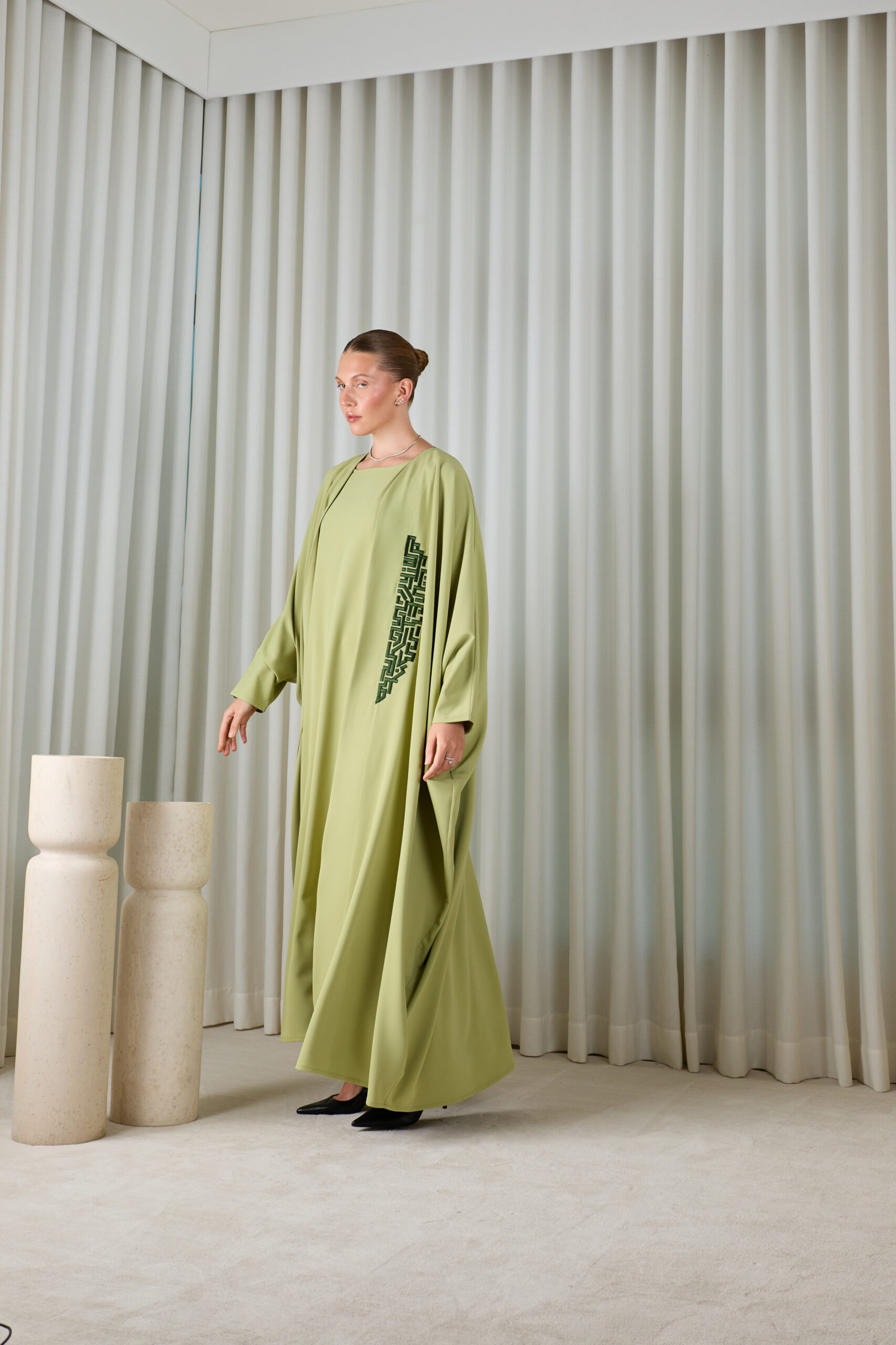 Sage Green Geometric Abaya Sets - Image 9