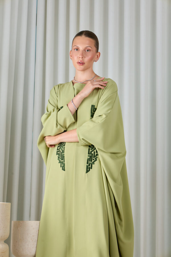 Sage Green Geometric Abaya Sets