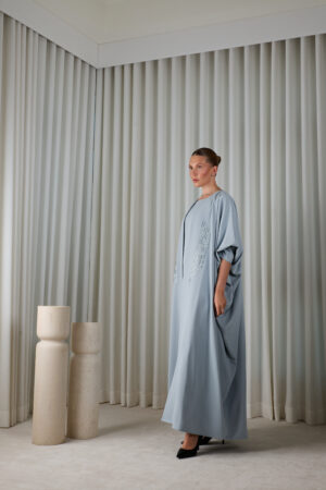 Powder Blue Geometric Abaya Set - Image 8