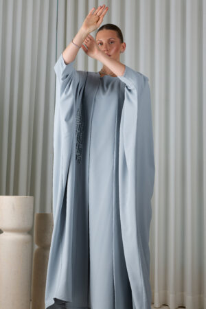 Powder Blue Geometric Abaya Set - Image 6