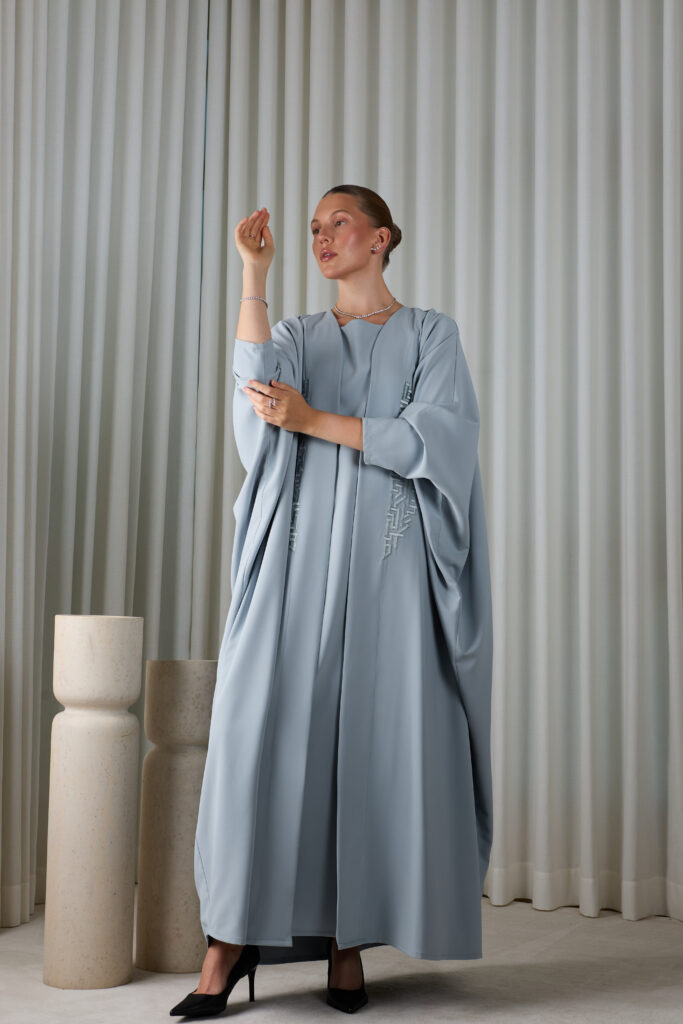 Powder Blue Geometric Abaya Set