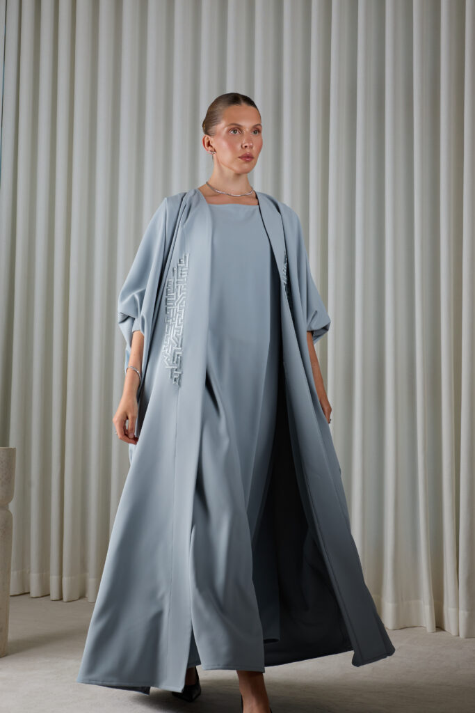 Powder Blue Geometric Abaya Set