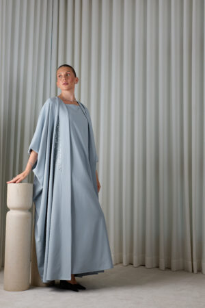 Powder Blue Geometric Abaya Set