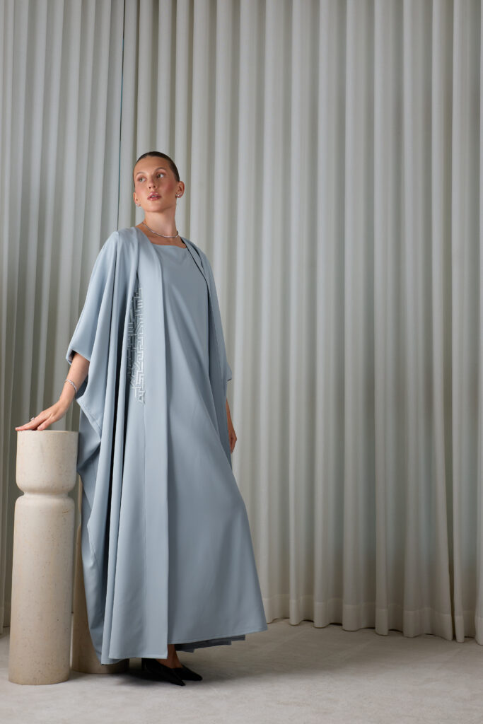 Powder Blue Geometric Abaya Set