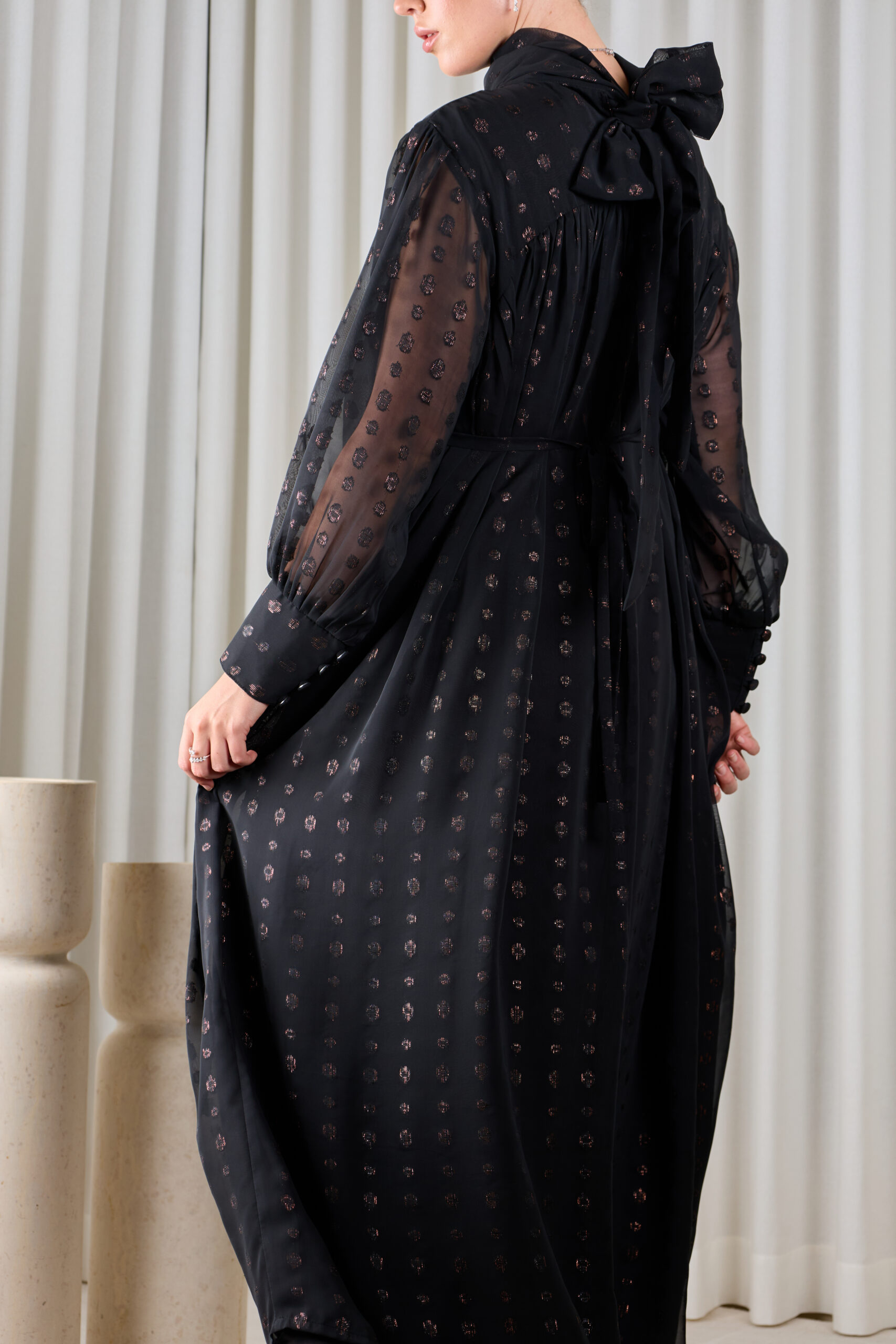 Noir Sheer Evening Dress - Image 7