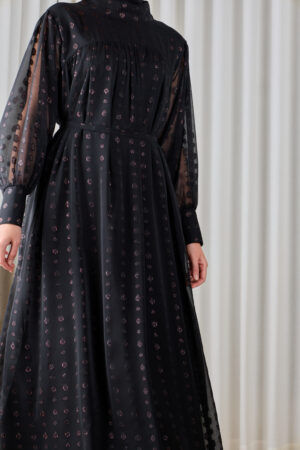 Noir Sheer Evening Dress - Image 8