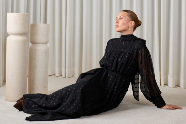 Noir Sheer Evening Dress