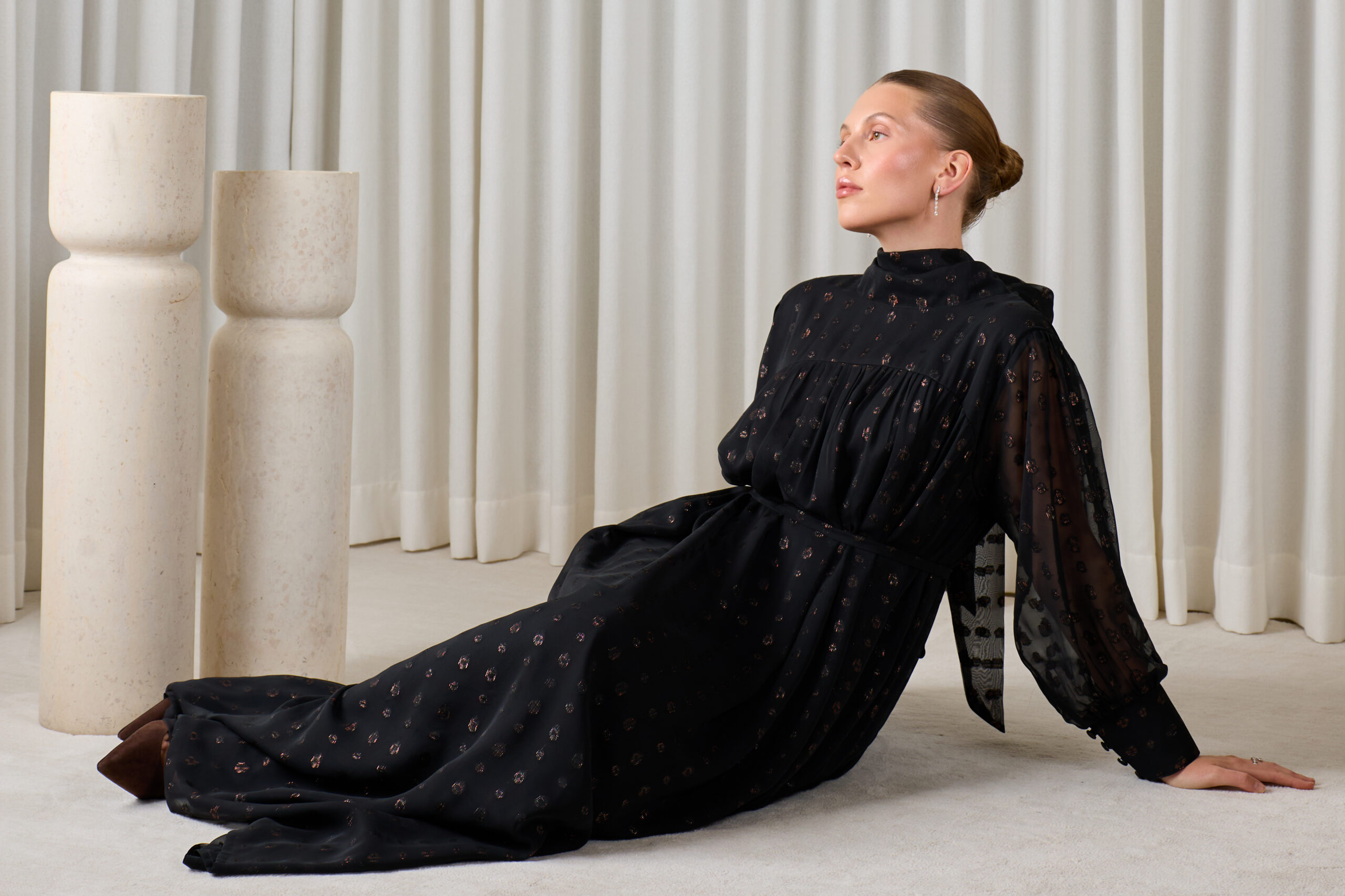 Noir Sheer Evening Dress - Image 9