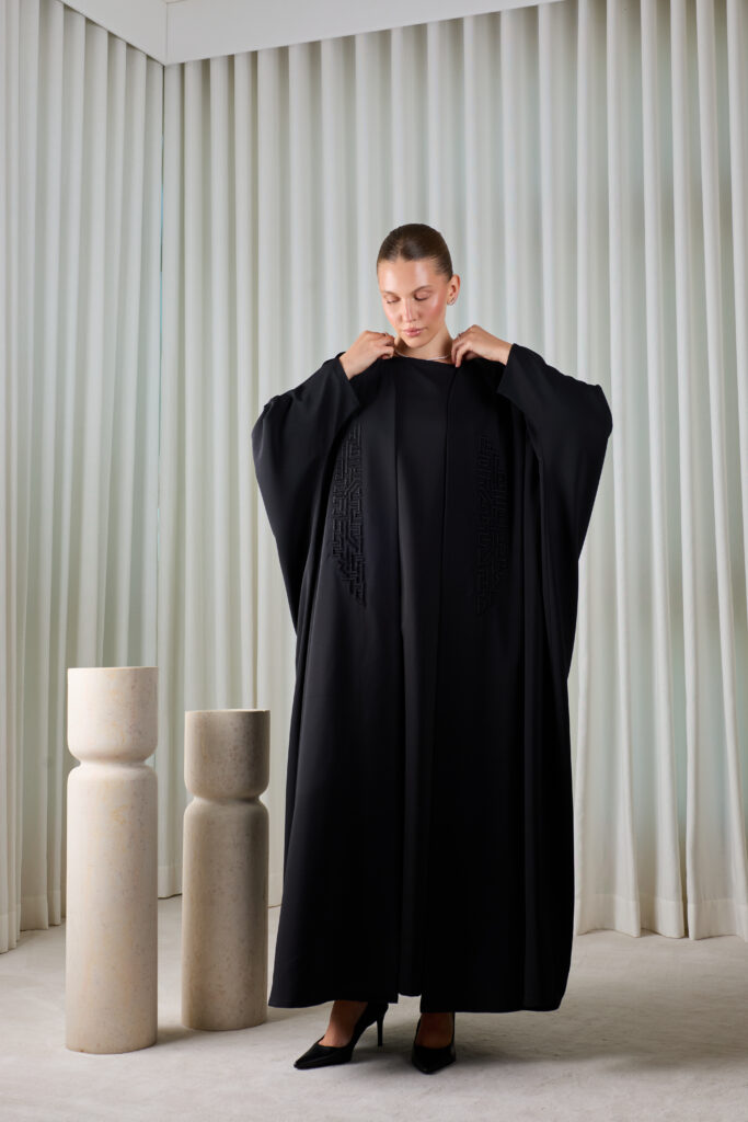 Noir Geometric Abaya Sets