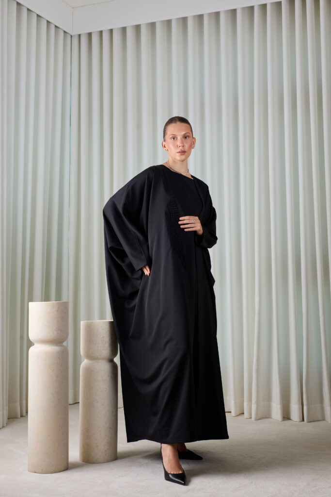 Noir Geometric Abaya Sets