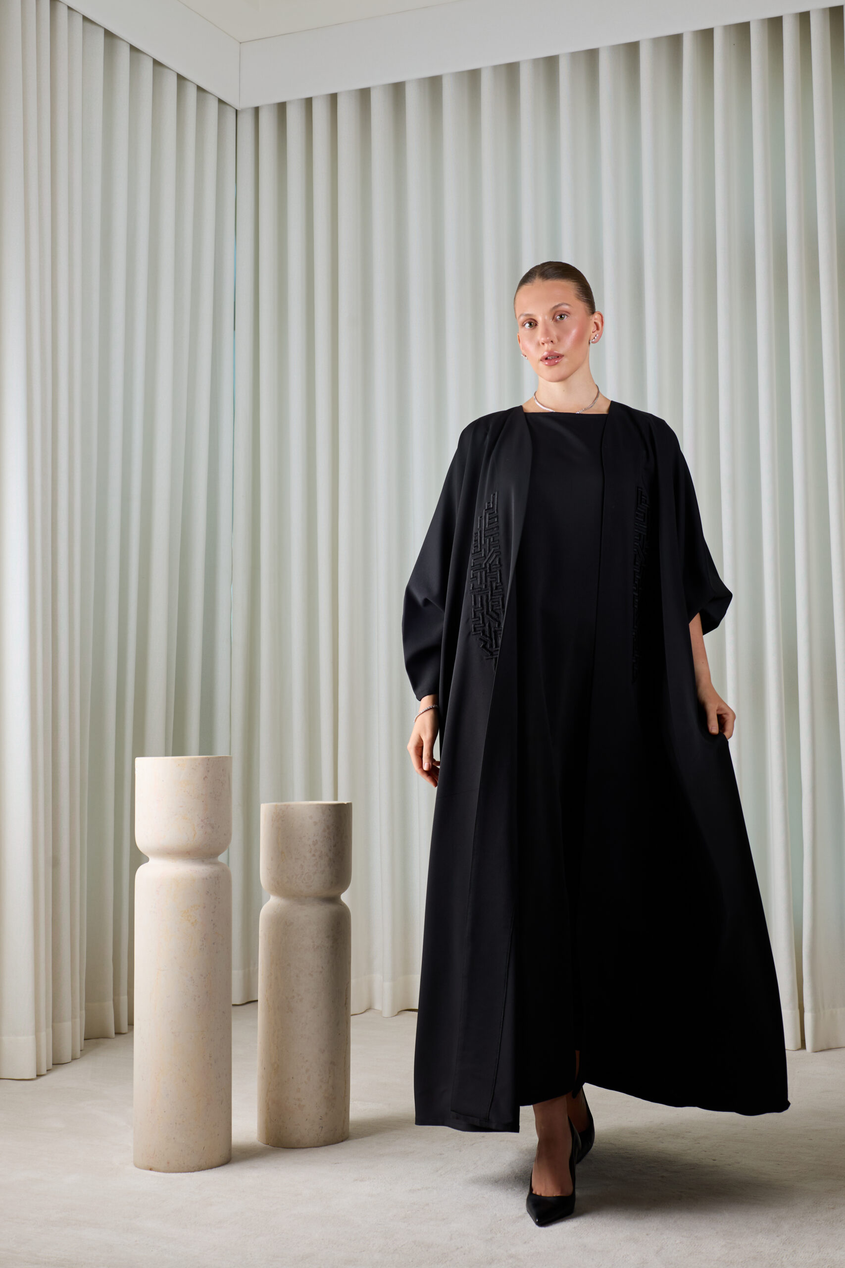 Noir Geometric Abaya Sets - Image 1