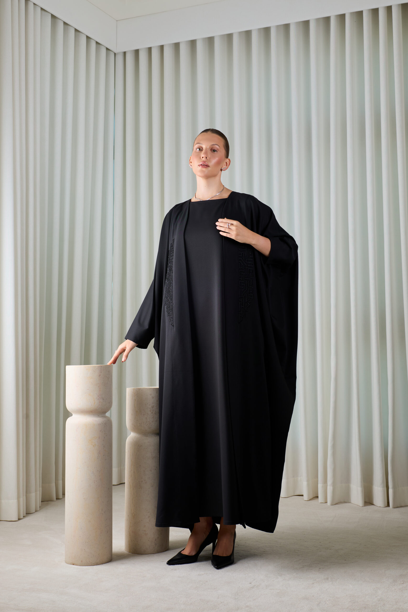 Noir Geometric Abaya Sets - Image 2