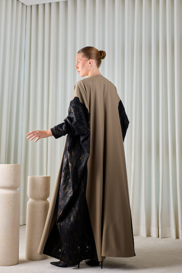 Taupe Noir Layered Abaya