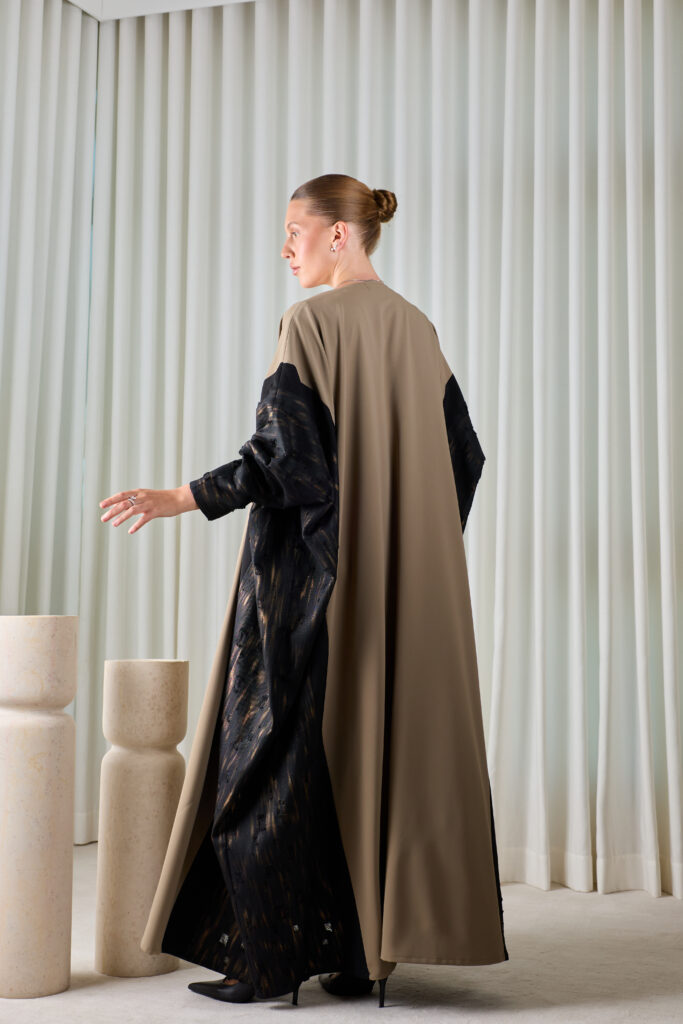 Taupe Noir Layered Abaya