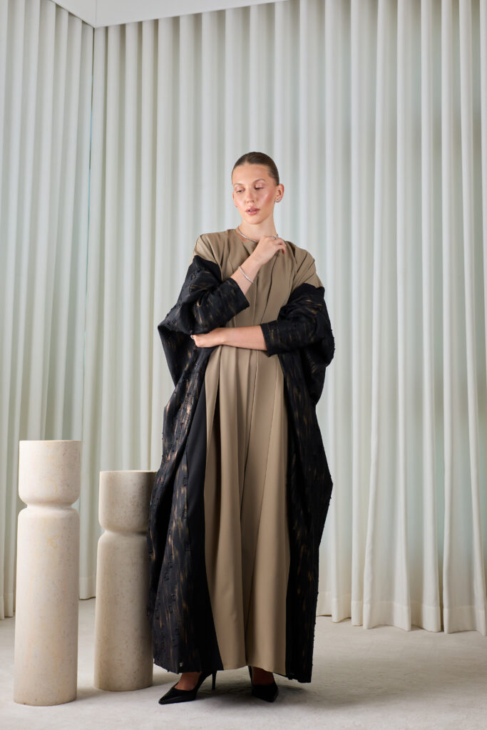 Taupe Noir Layered Abaya