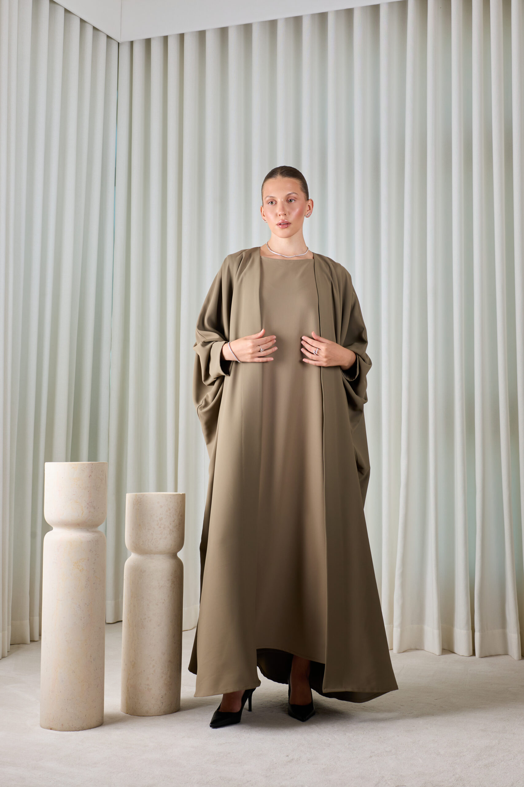 Kaki Essential Abaya Sets - Image 1