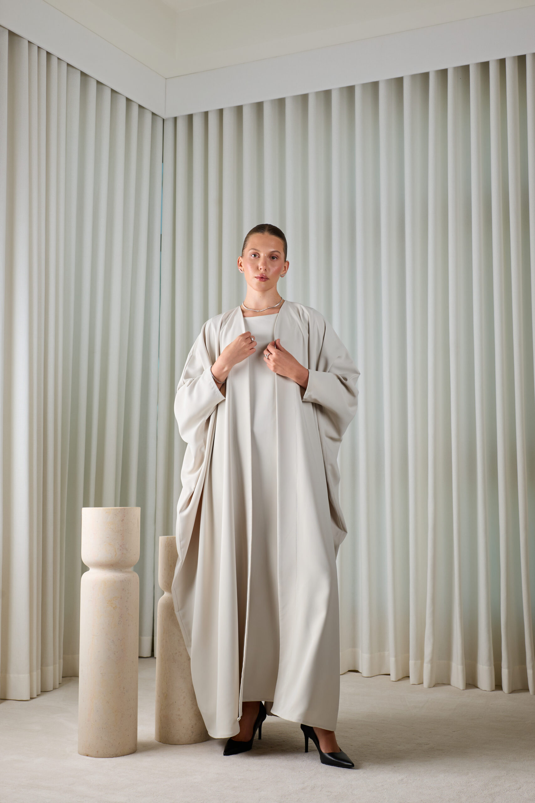 Pearl Grey Essential Abaya Sets - Image 4