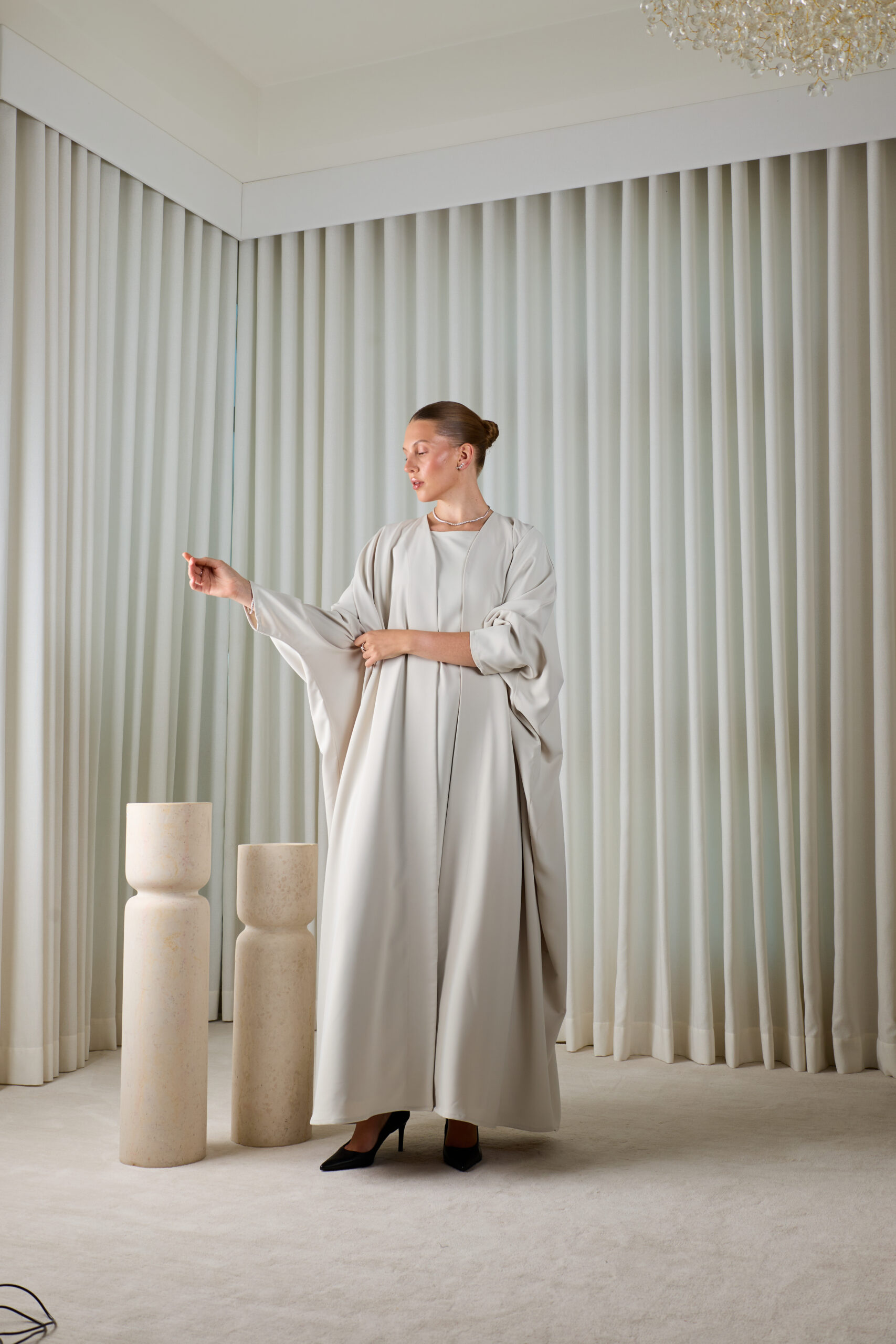 Pearl Grey Essential Abaya Sets - Image 7