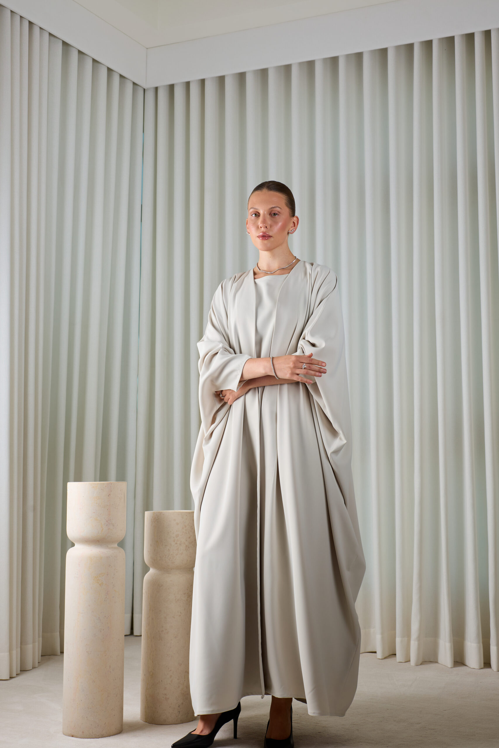 Pearl Grey Essential Abaya Sets - Image 5