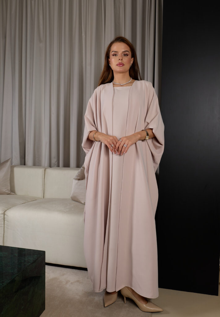 Light Blush Plain Abaya Set