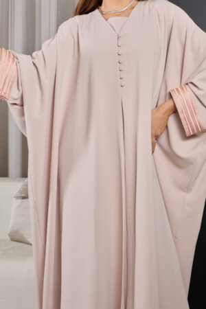 Light Blush With Muted Blush Zary Cuffs Abaya - Image 3