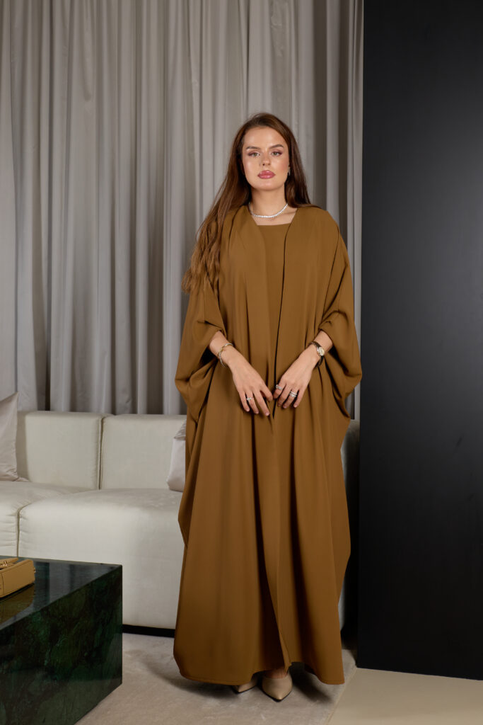 Brown Plain Abaya Set