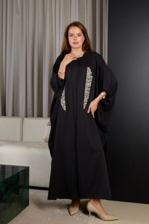 Black With Zary Embroidery Abaya Set - Image 2