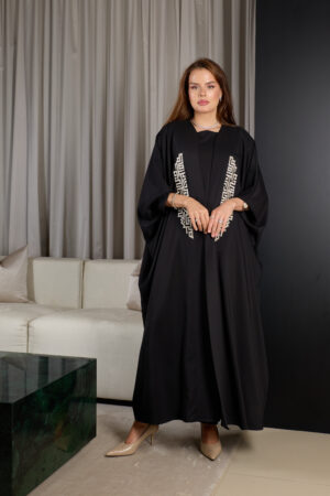 Black With Zary Embroidery Abaya Set - Image 1