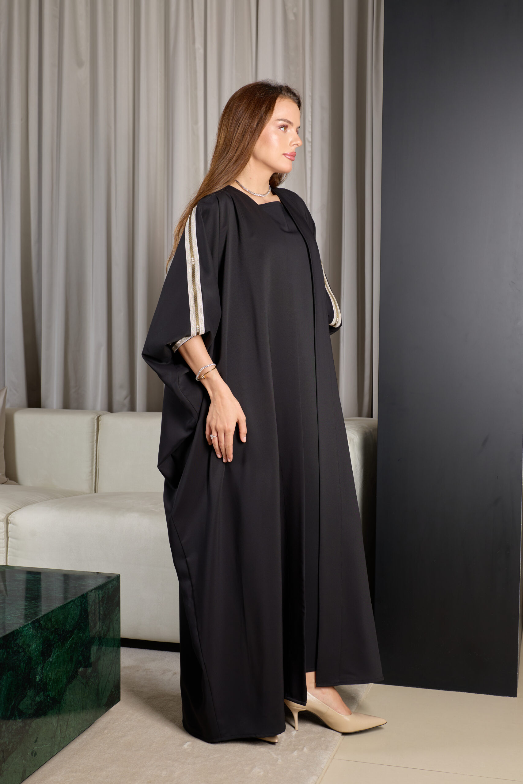 Black Abaya With Zeej - Image 6