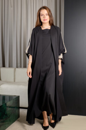 Black Abaya With Zeej - Image 2
