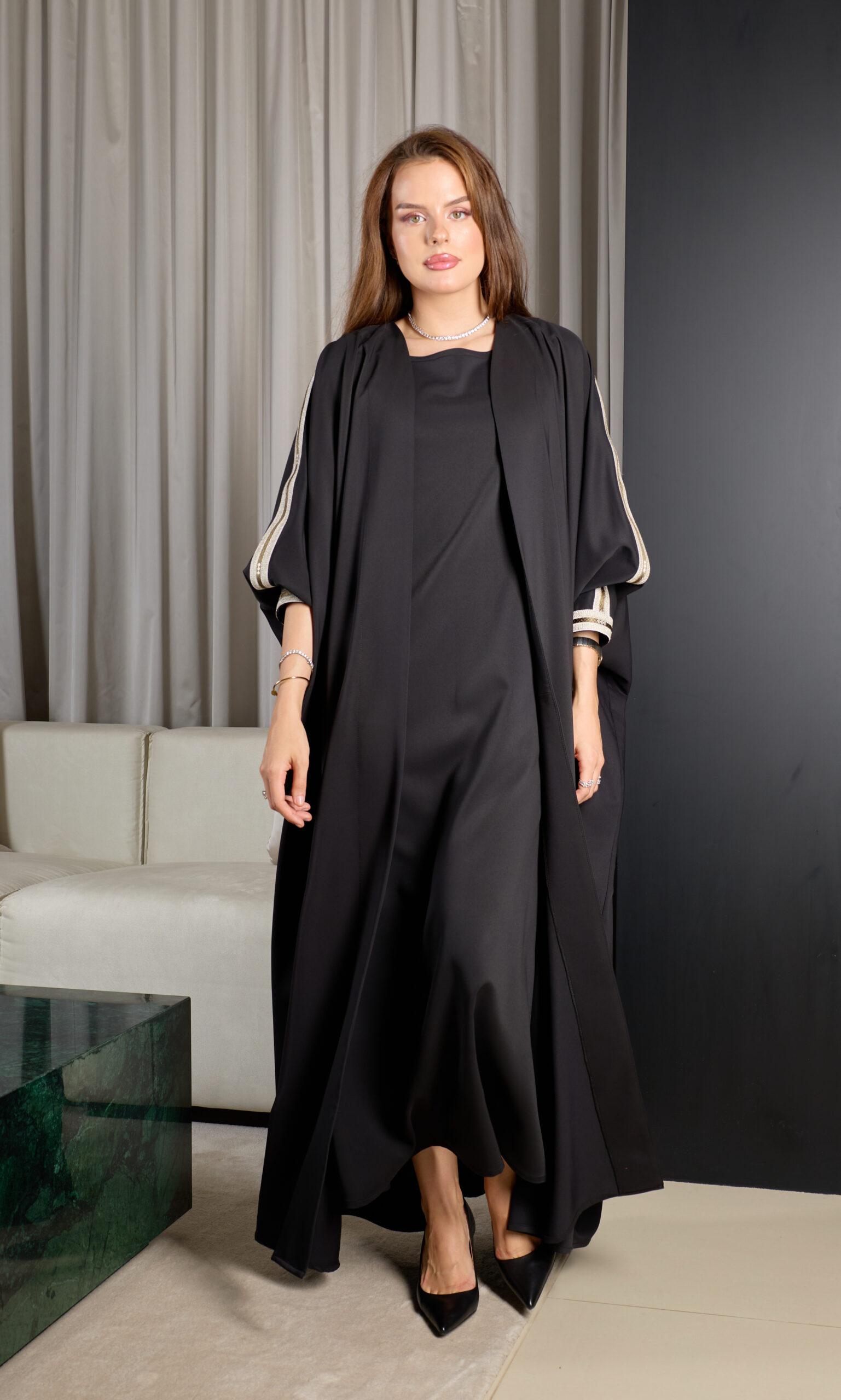 Black Abaya With Zeej - Image 2