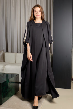 Black Abaya With Zeej - Image 1