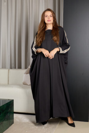 Black Abaya With Zeej - Image 3