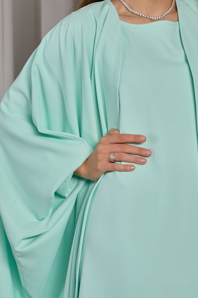 Mint Green Plain Abaya Set