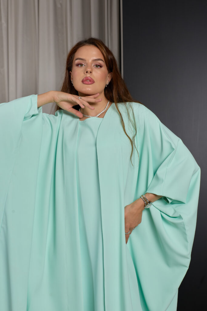 Mint Green Plain Abaya Set
