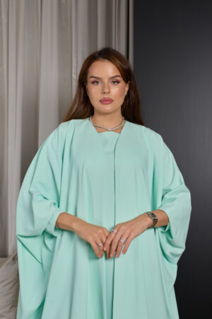 Mint Green Plain Abaya Set - Image 1