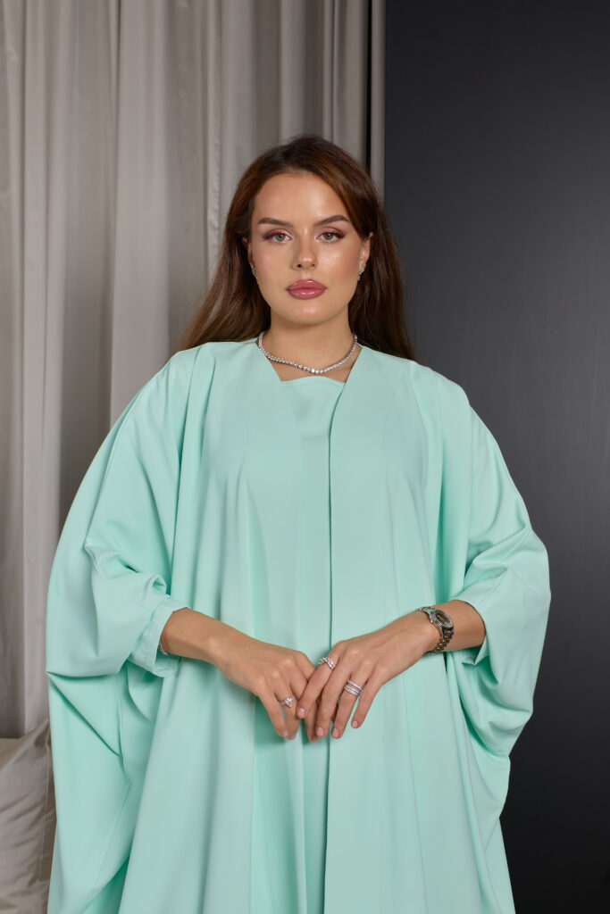 Mint Green Plain Abaya Set