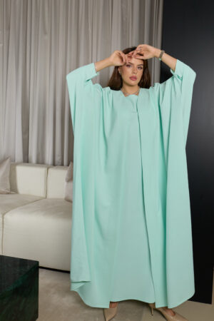 Mint Green Plain Abaya Set - Image 5