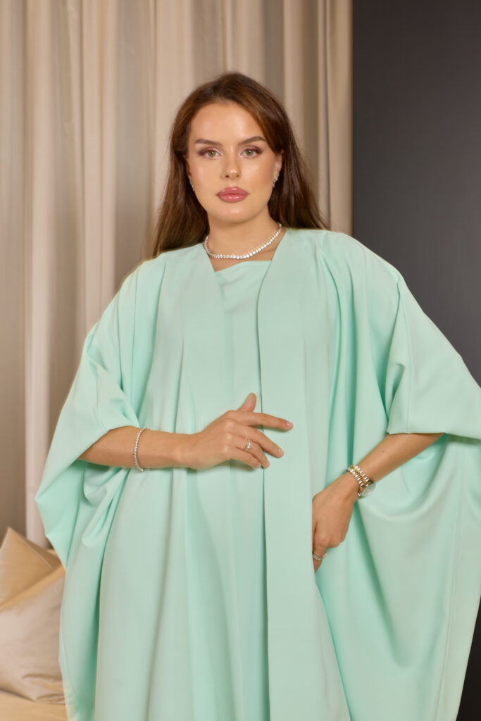 Mint Green Plain Abaya Set